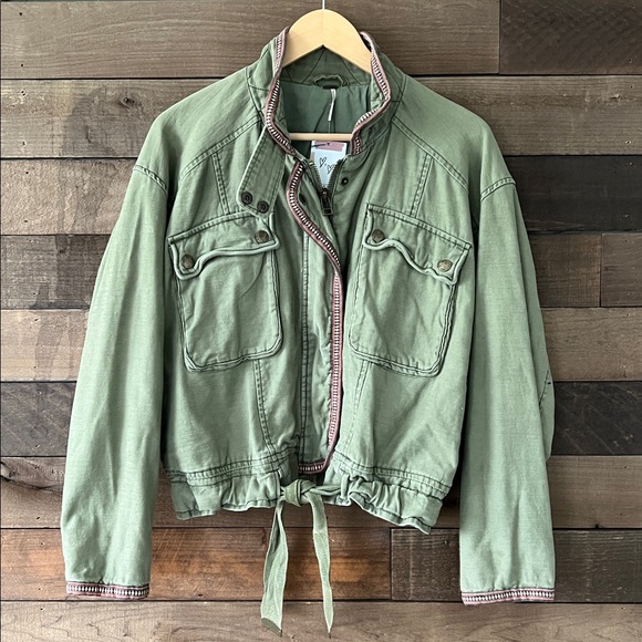 Free People Women's Flight Line Bomber Jacket in Green Size XS - Picture 2 of 7